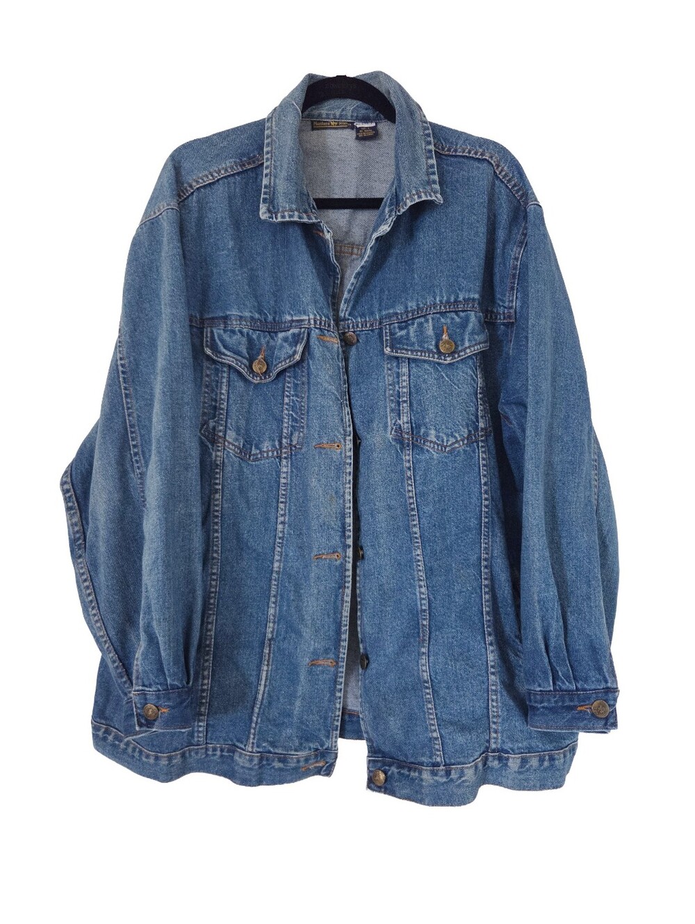 80s-90s Men's Hunter's Run Medium Wash Blue Denim Chore Jacket (L)